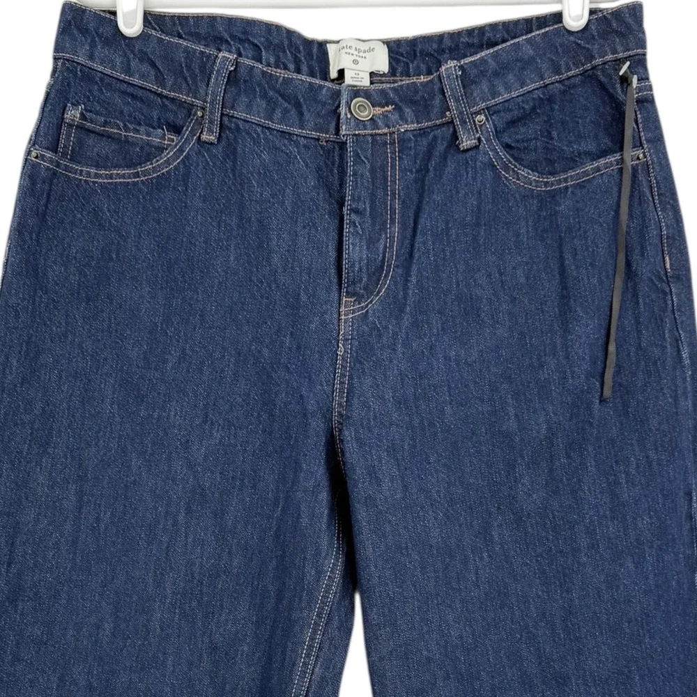 NWOT Kate Spade Target Womens Wide Leg Cuffed High Rise Denim Crop Jeans Size 12